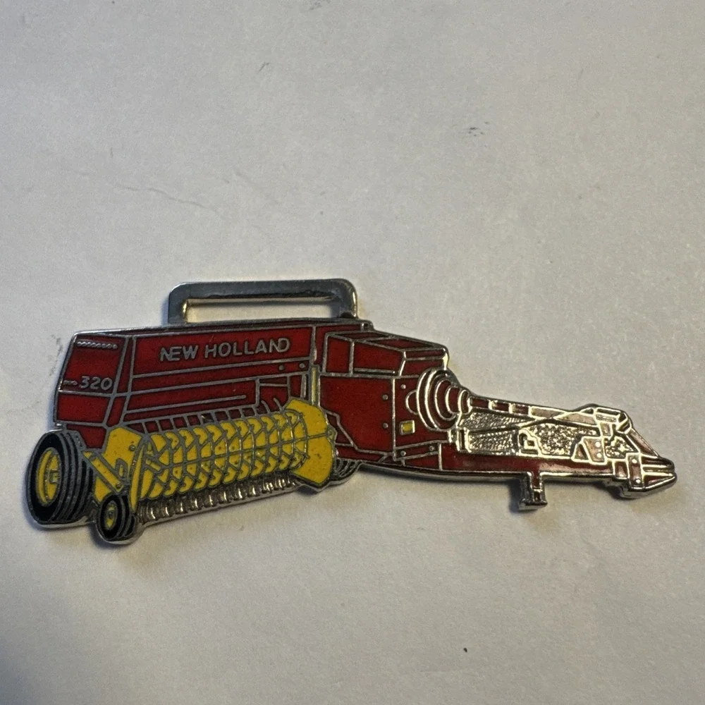 Vintage Red Farm Hay Baler Machine Watch Fob Key Chain Charm Pendant Free Ship